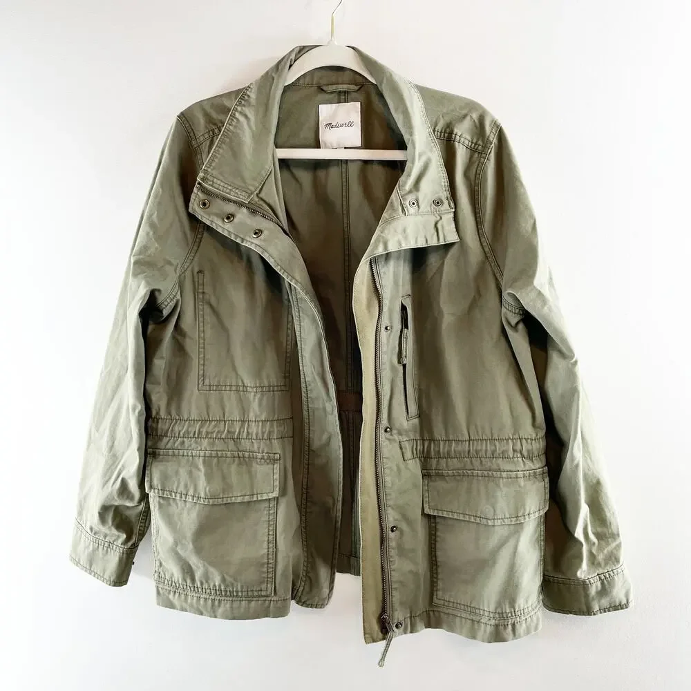 Madewell Passage Utility Cotton Zip Up Jacket Desert Olive Green XL - Picture 2 of 5